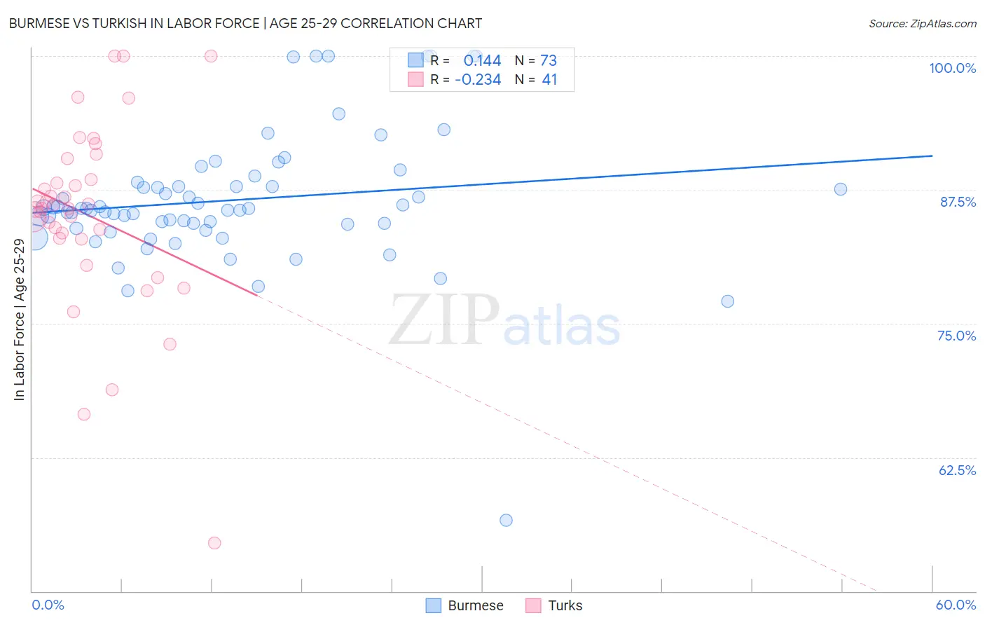 Burmese vs Turkish In Labor Force | Age 25-29