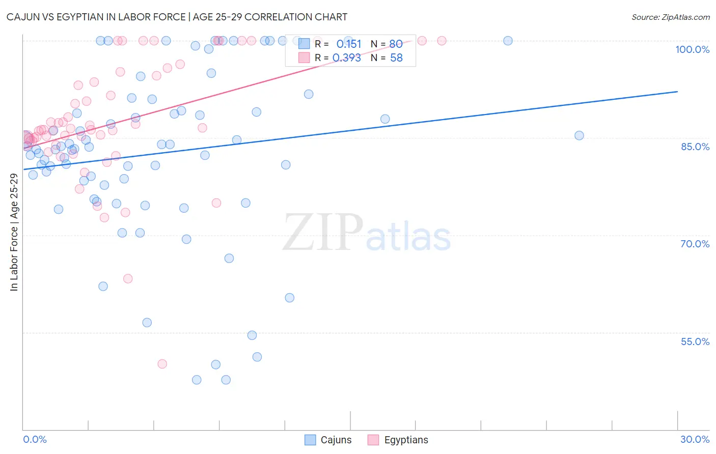 Cajun vs Egyptian In Labor Force | Age 25-29