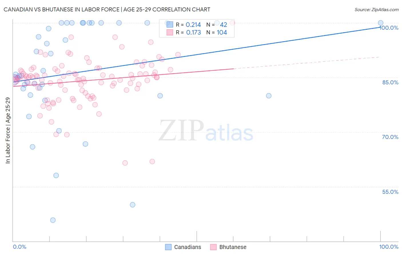 Canadian vs Bhutanese In Labor Force | Age 25-29