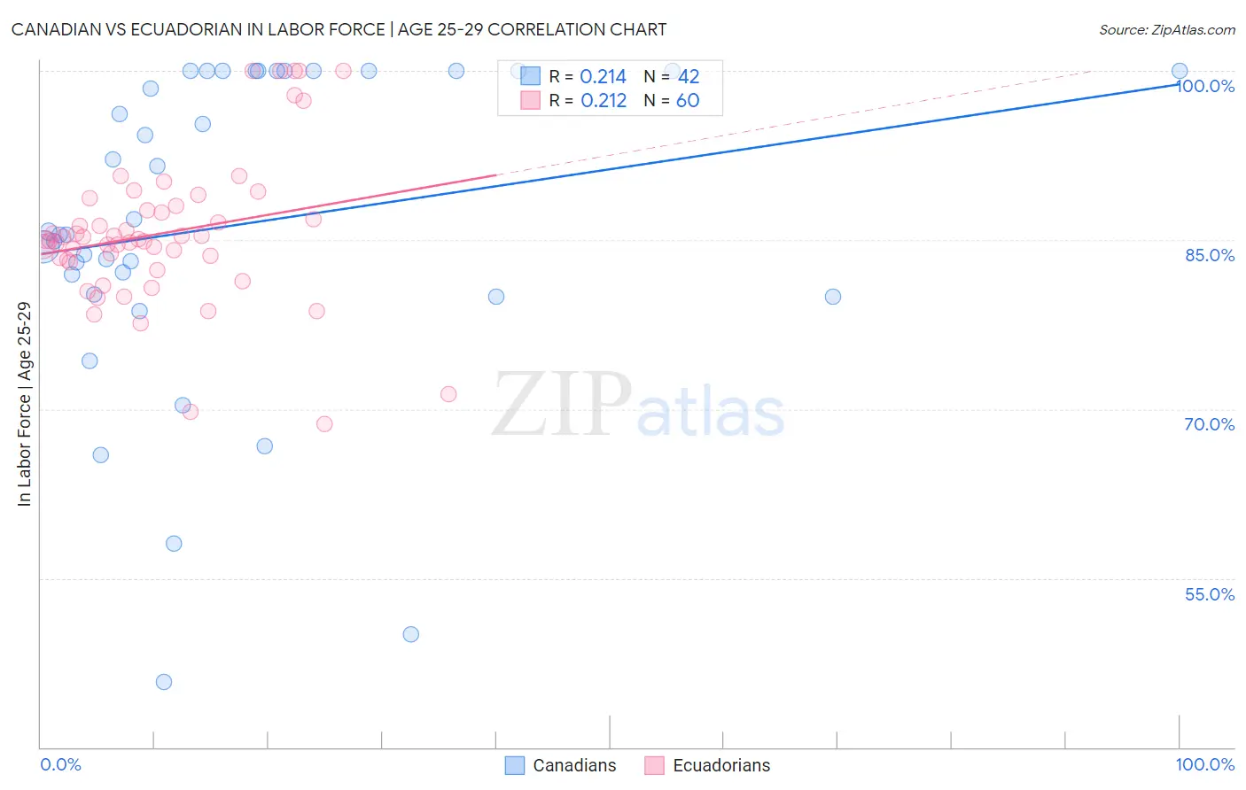 Canadian vs Ecuadorian In Labor Force | Age 25-29