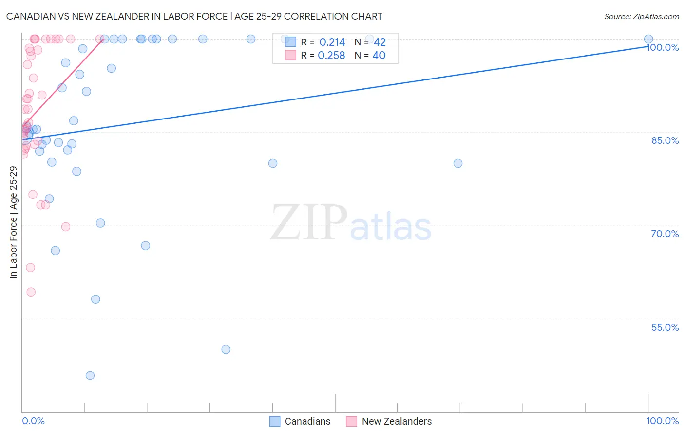 Canadian vs New Zealander In Labor Force | Age 25-29