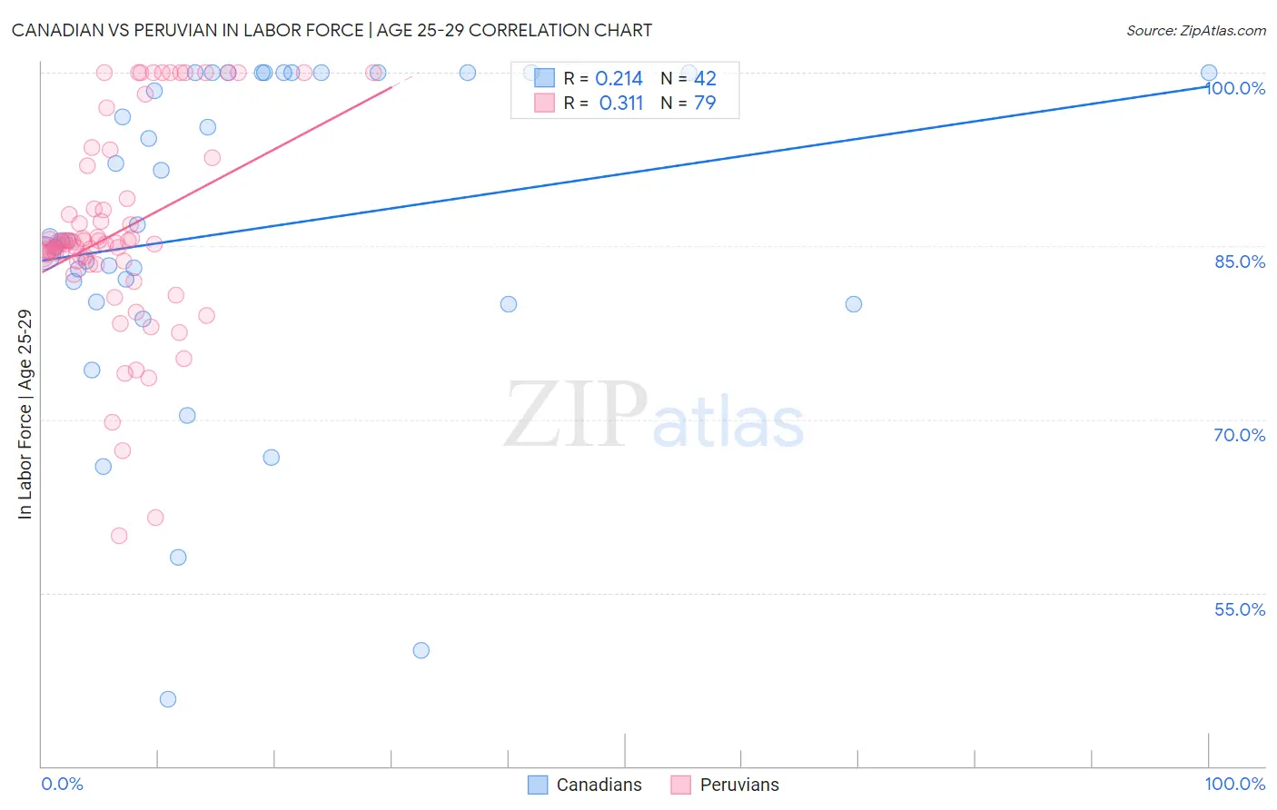 Canadian vs Peruvian In Labor Force | Age 25-29