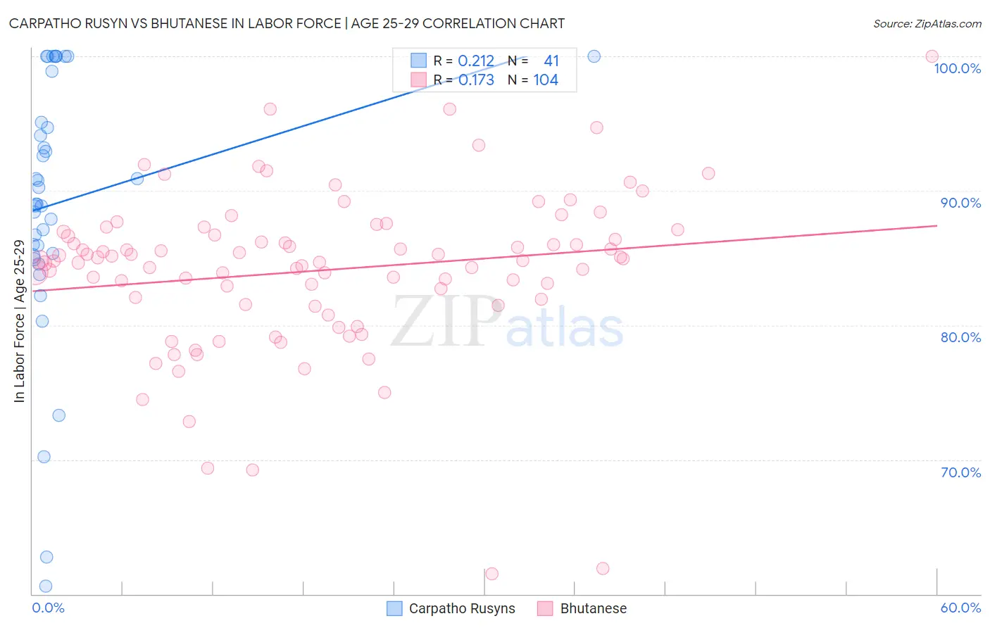 Carpatho Rusyn vs Bhutanese In Labor Force | Age 25-29