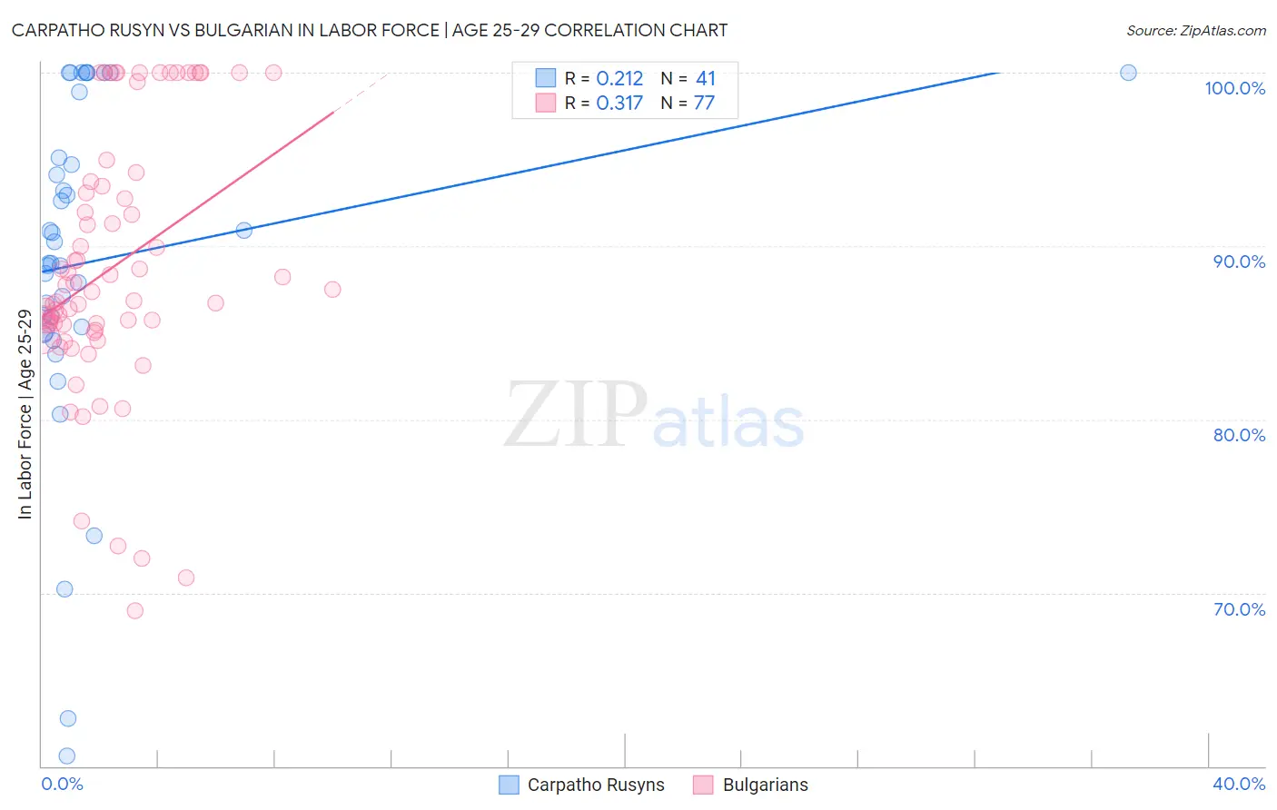 Carpatho Rusyn vs Bulgarian In Labor Force | Age 25-29