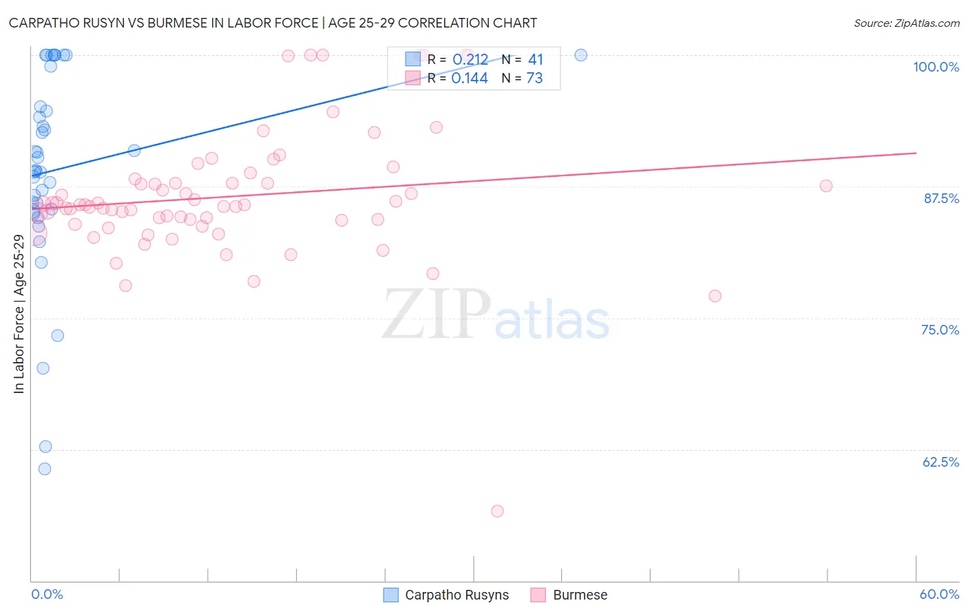 Carpatho Rusyn vs Burmese In Labor Force | Age 25-29