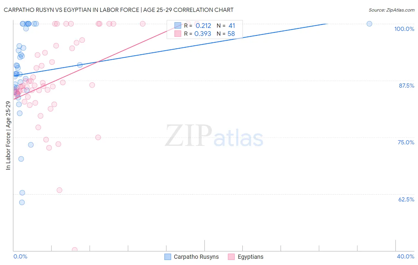 Carpatho Rusyn vs Egyptian In Labor Force | Age 25-29