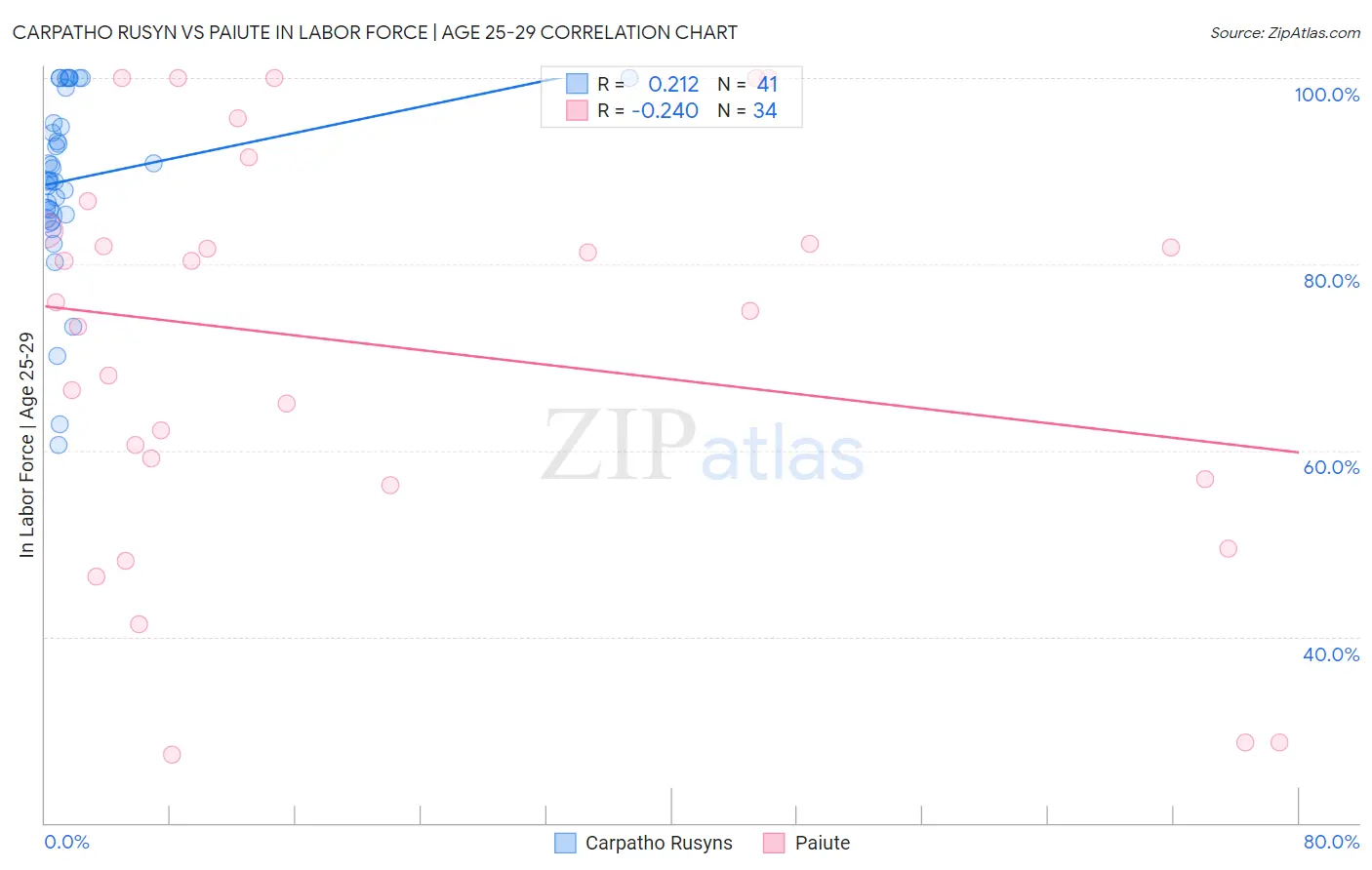 Carpatho Rusyn vs Paiute In Labor Force | Age 25-29