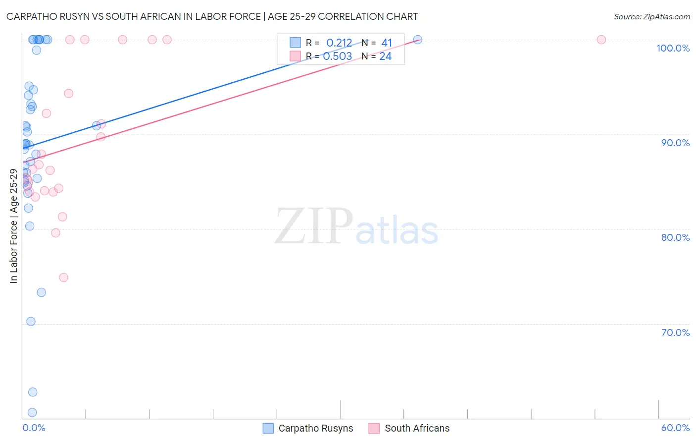 Carpatho Rusyn vs South African In Labor Force | Age 25-29