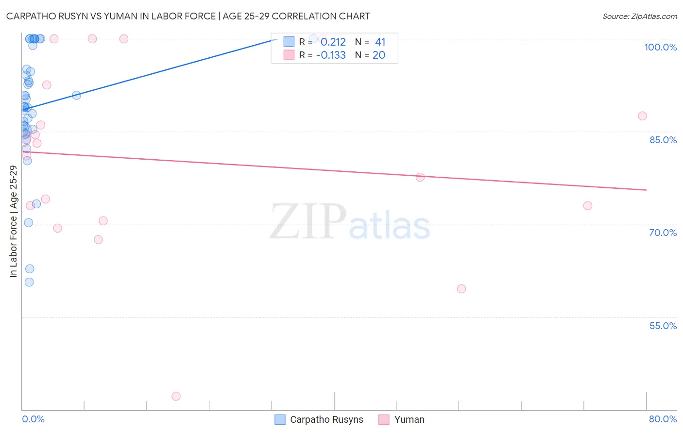 Carpatho Rusyn vs Yuman In Labor Force | Age 25-29