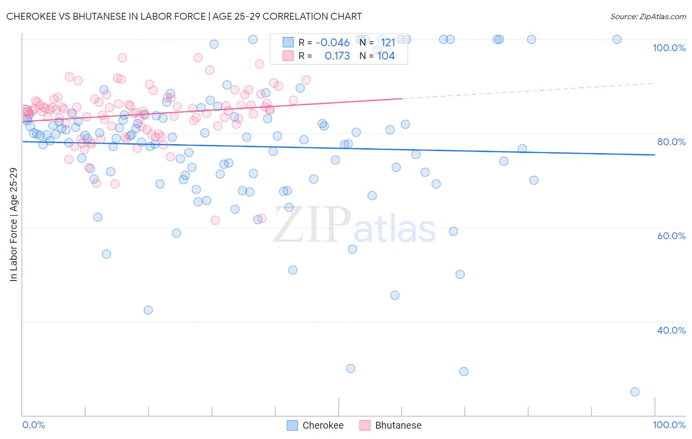 Cherokee vs Bhutanese In Labor Force | Age 25-29