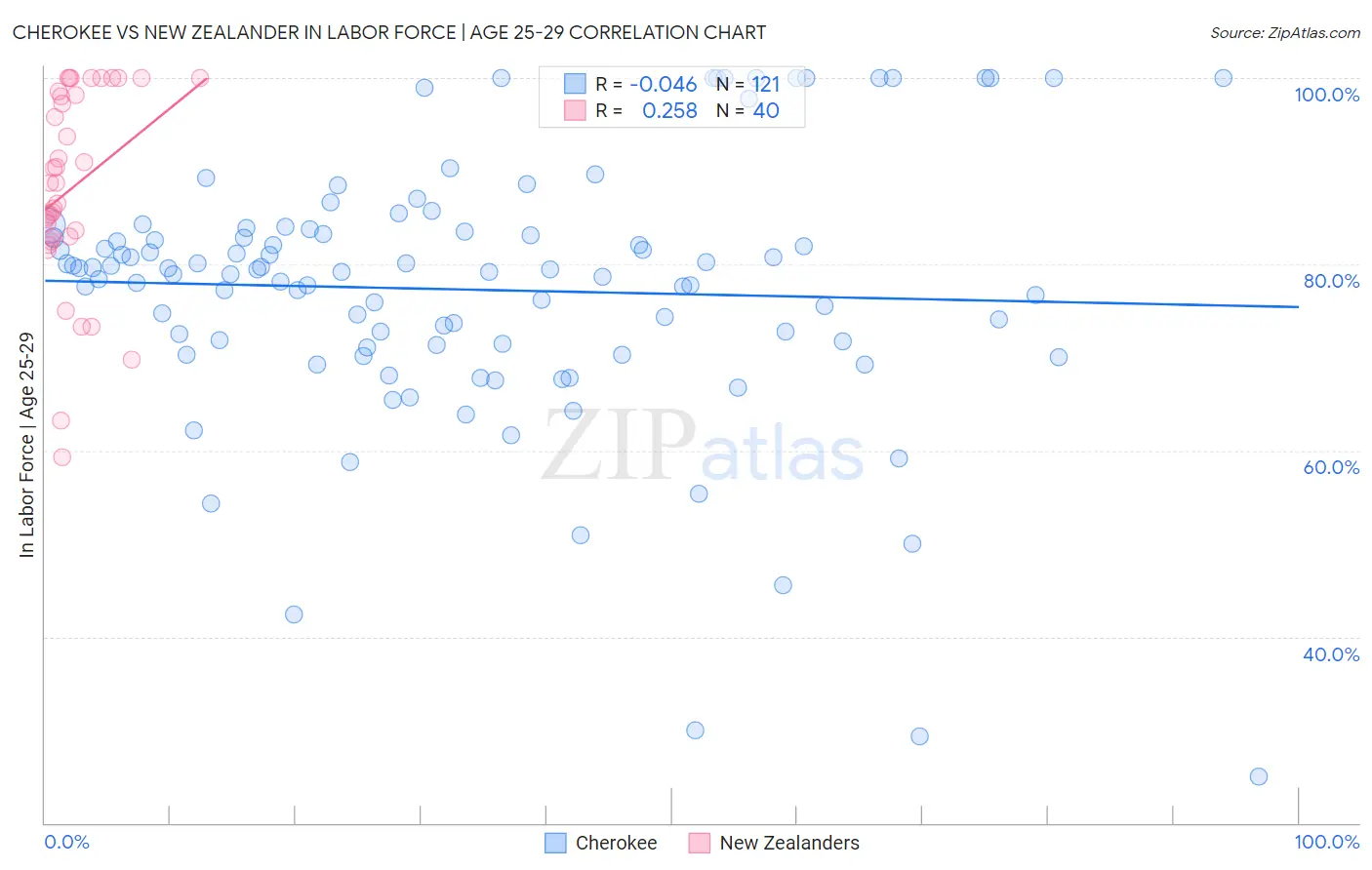 Cherokee vs New Zealander In Labor Force | Age 25-29