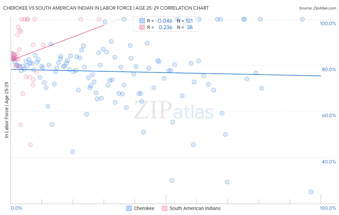 Cherokee vs South American Indian In Labor Force | Age 25-29