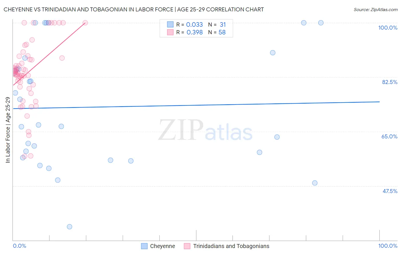 Cheyenne vs Trinidadian and Tobagonian In Labor Force | Age 25-29