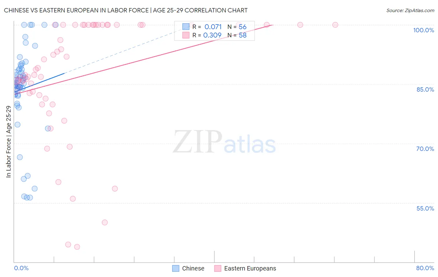 Chinese vs Eastern European In Labor Force | Age 25-29