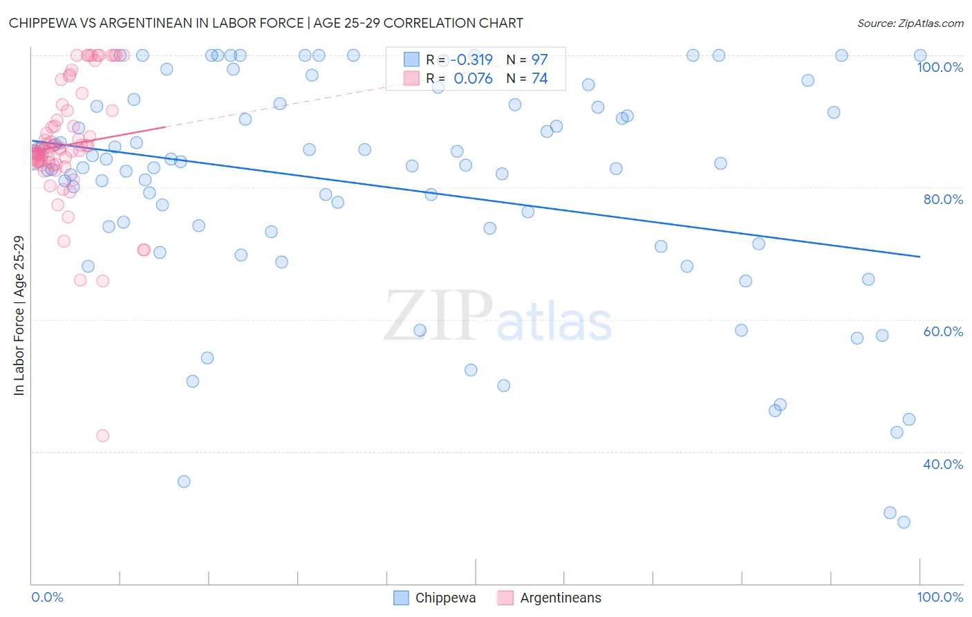 Chippewa vs Argentinean In Labor Force | Age 25-29