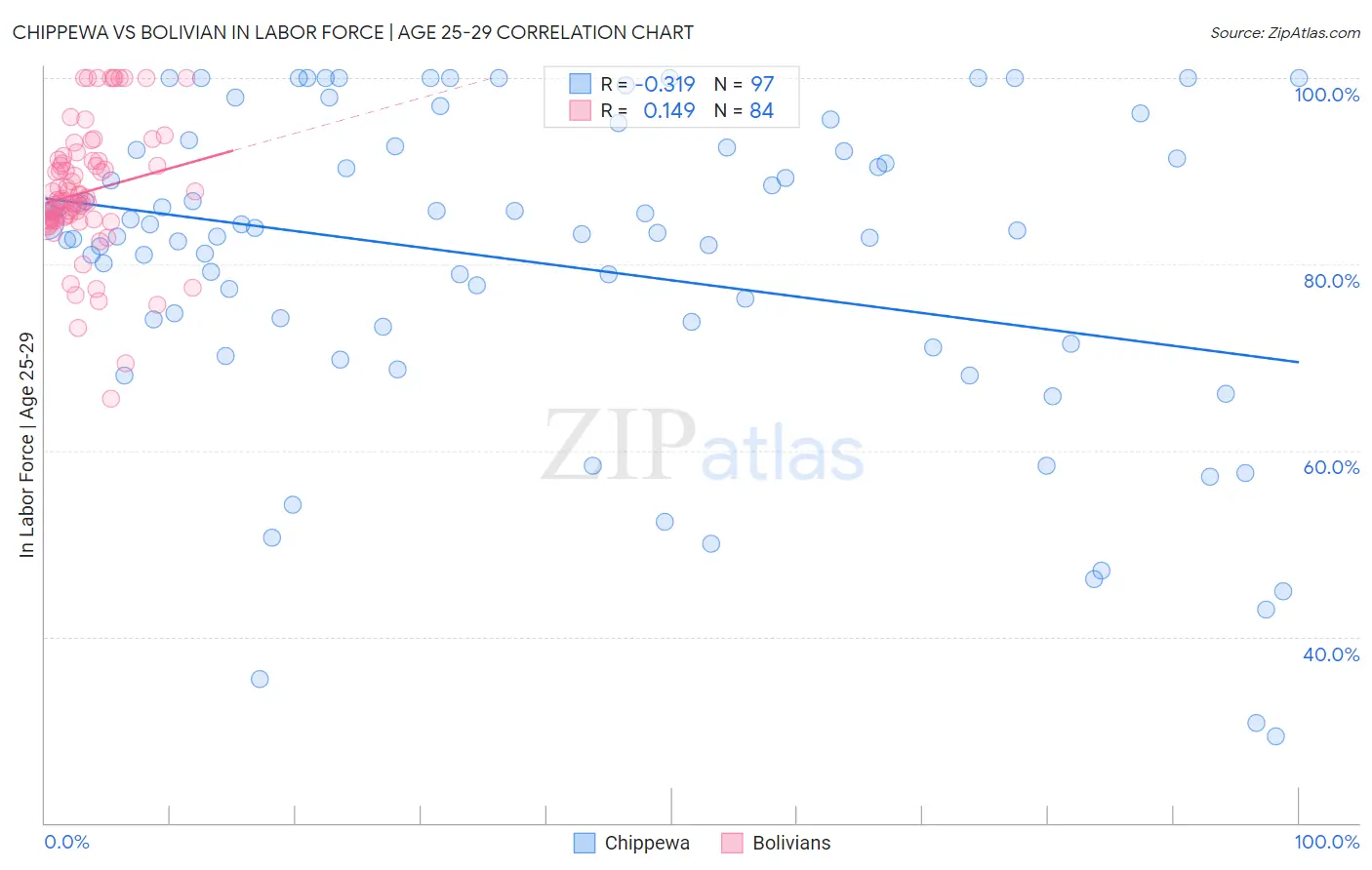 Chippewa vs Bolivian In Labor Force | Age 25-29