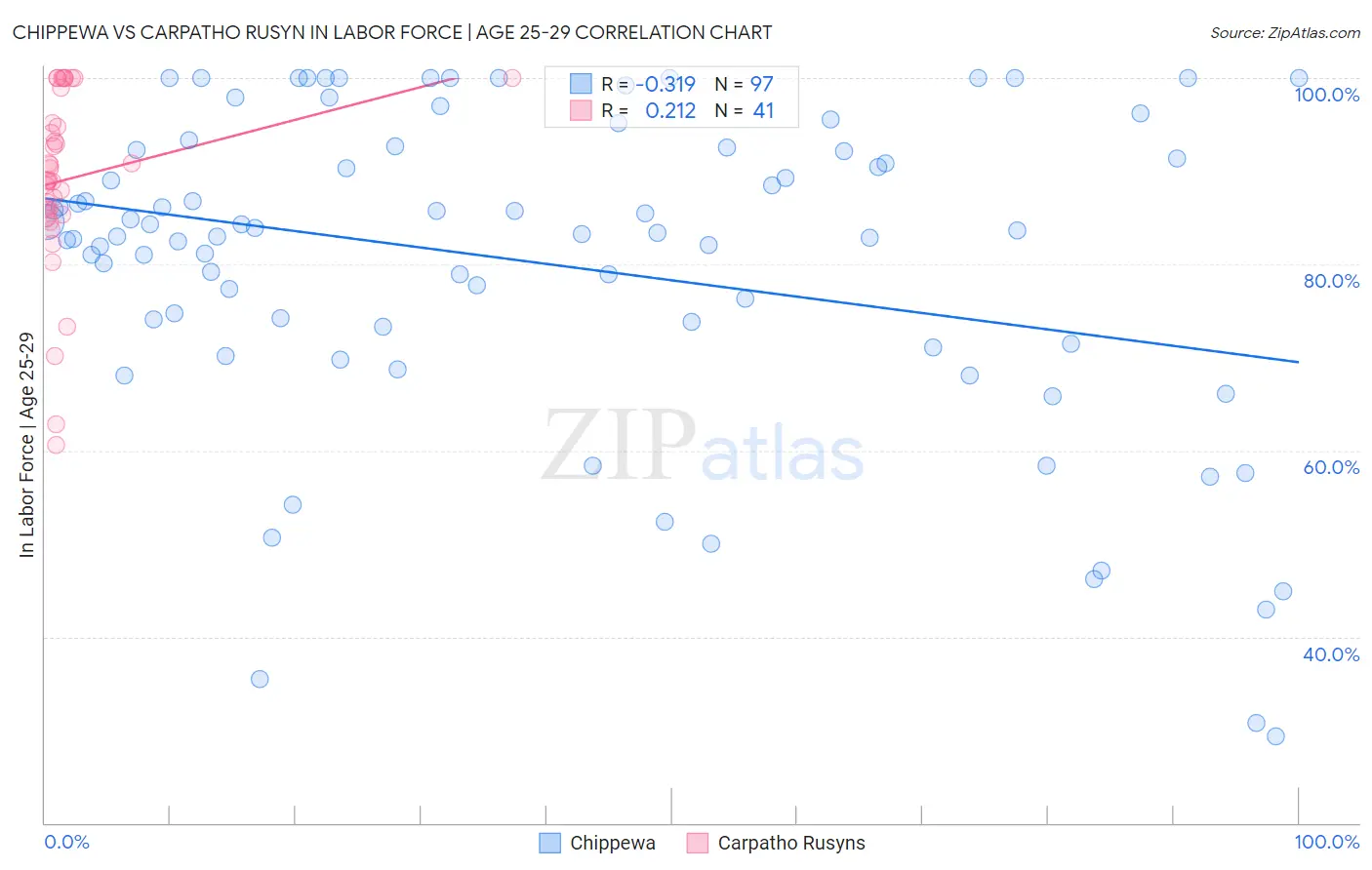 Chippewa vs Carpatho Rusyn In Labor Force | Age 25-29