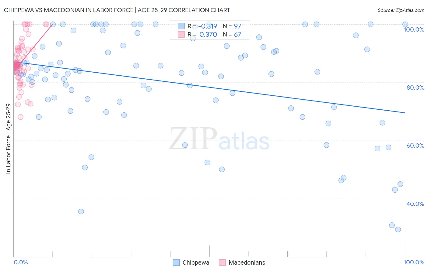 Chippewa vs Macedonian In Labor Force | Age 25-29