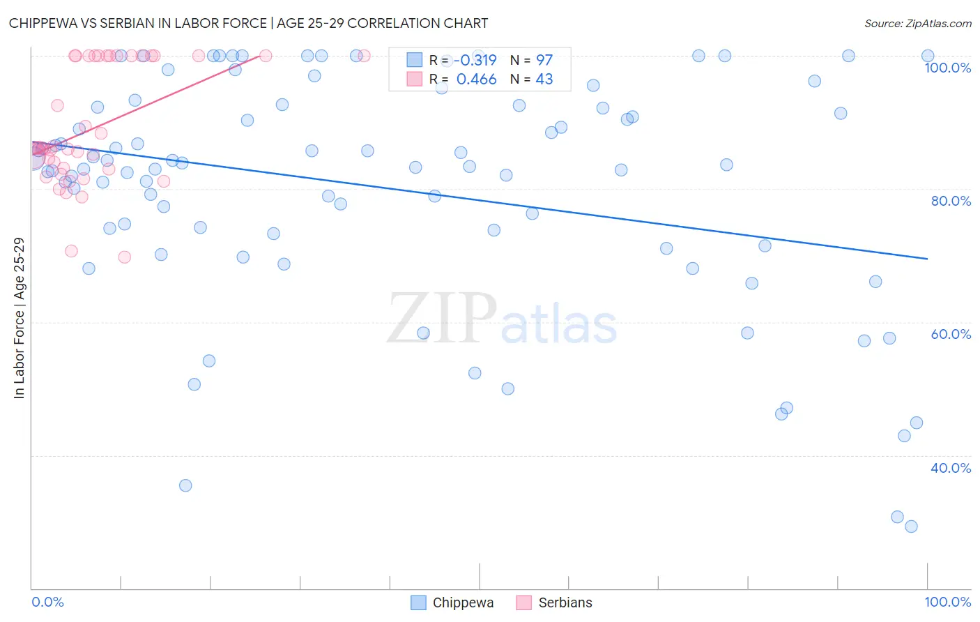 Chippewa vs Serbian In Labor Force | Age 25-29
