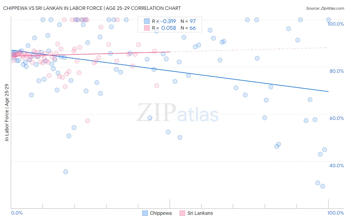 Chippewa vs Sri Lankan In Labor Force | Age 25-29