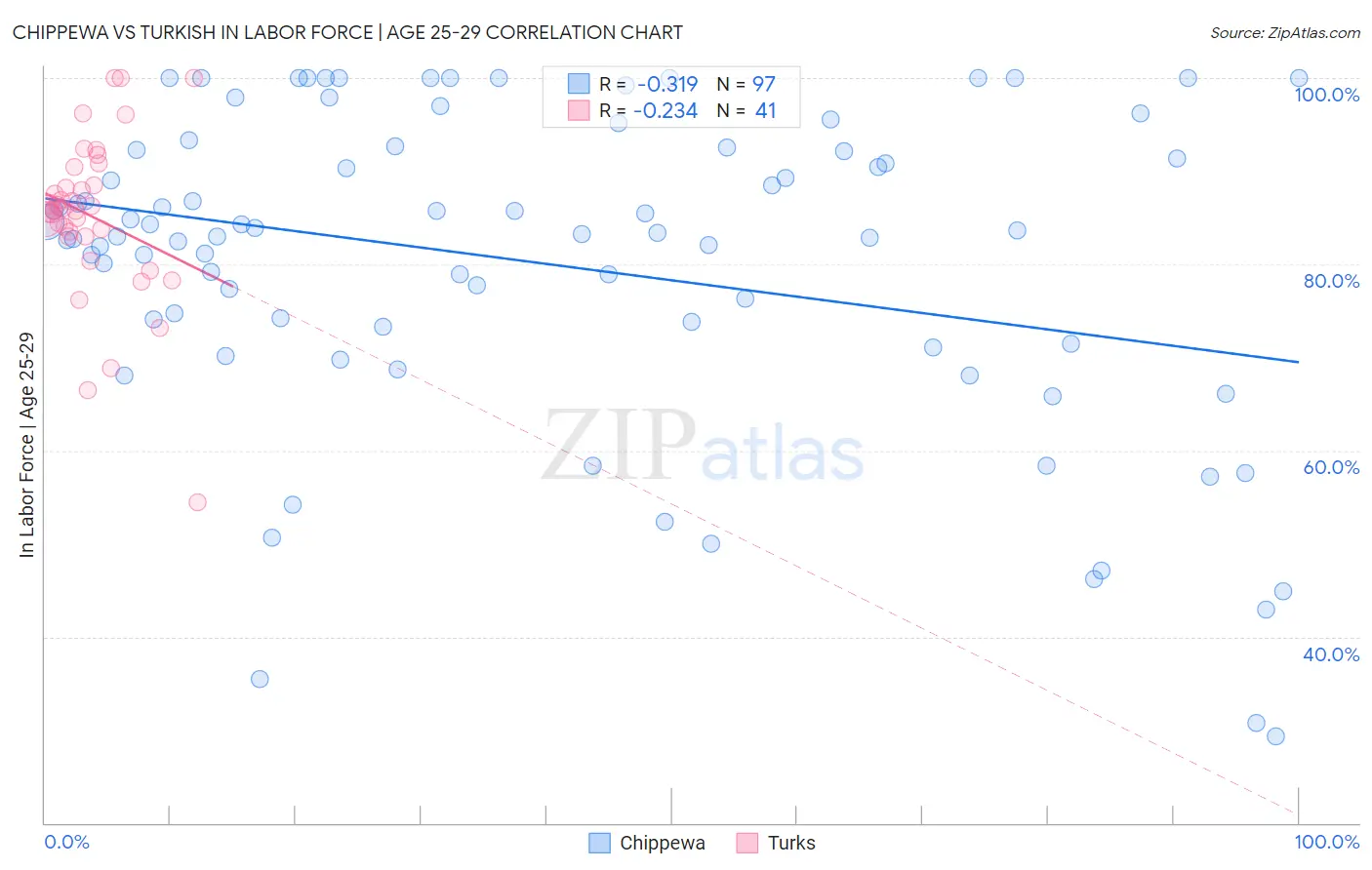 Chippewa vs Turkish In Labor Force | Age 25-29