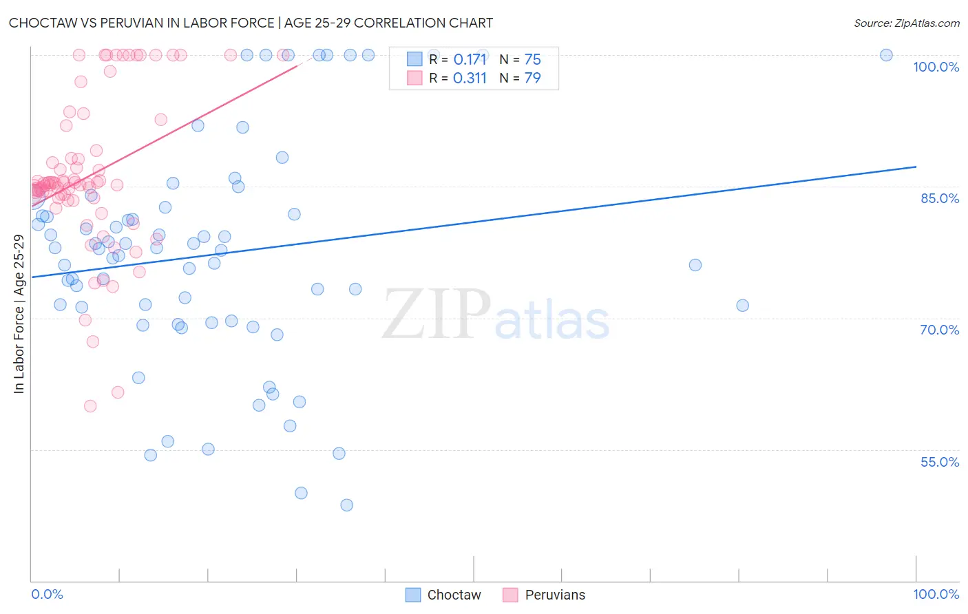 Choctaw vs Peruvian In Labor Force | Age 25-29