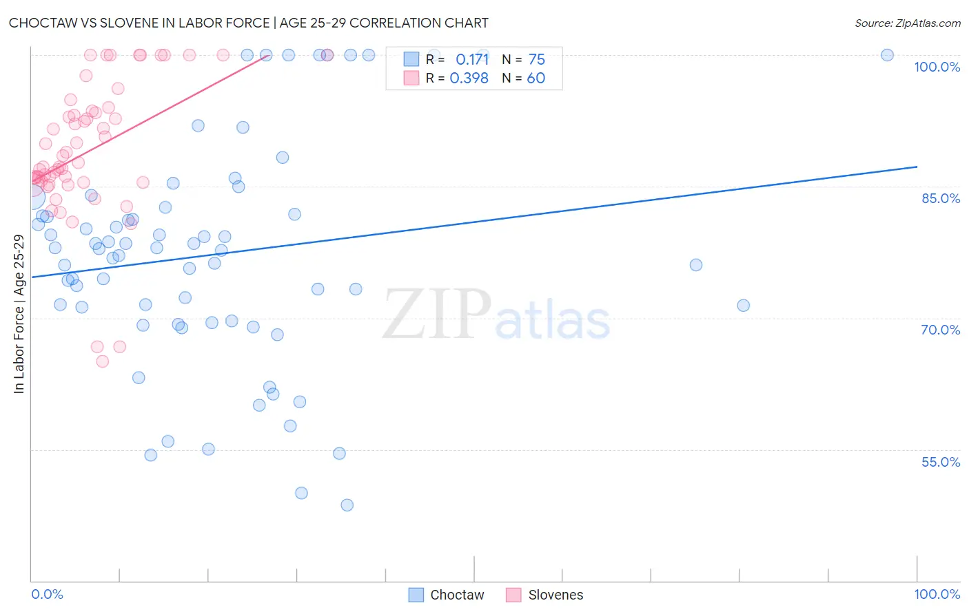 Choctaw vs Slovene In Labor Force | Age 25-29