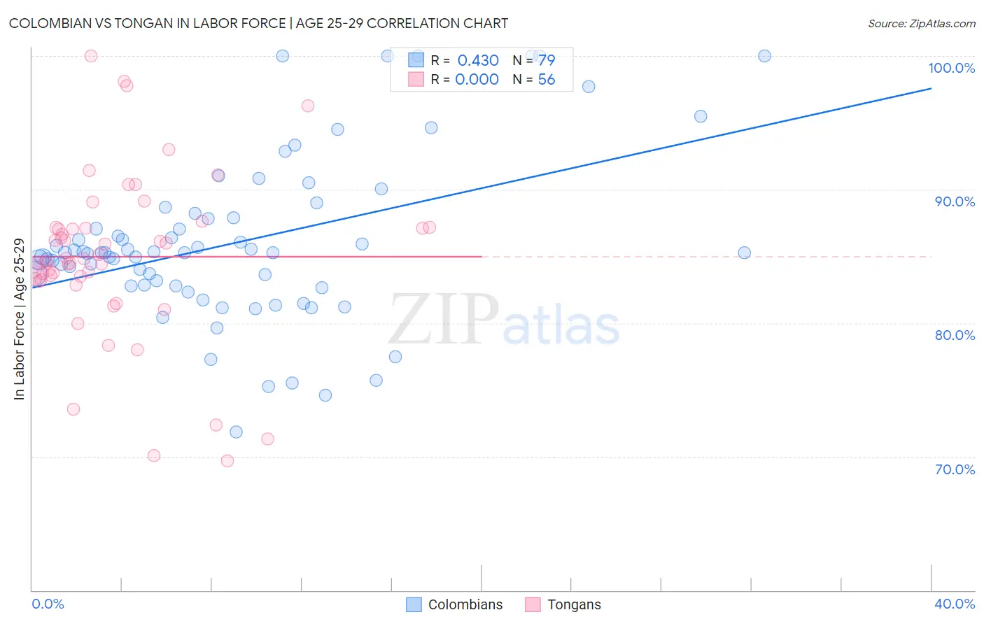 Colombian vs Tongan In Labor Force | Age 25-29