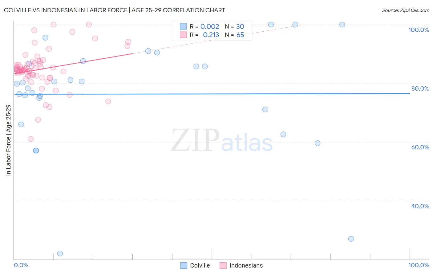Colville vs Indonesian In Labor Force | Age 25-29