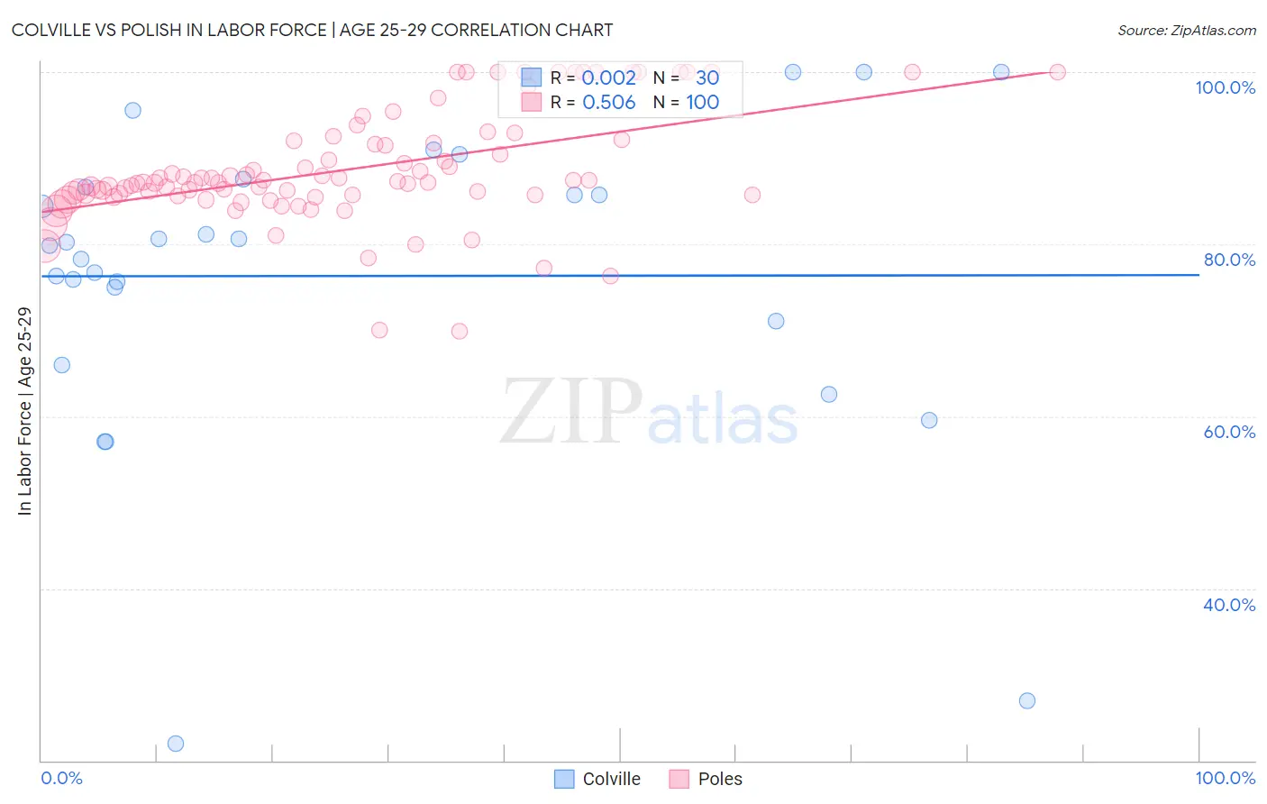 Colville vs Polish In Labor Force | Age 25-29