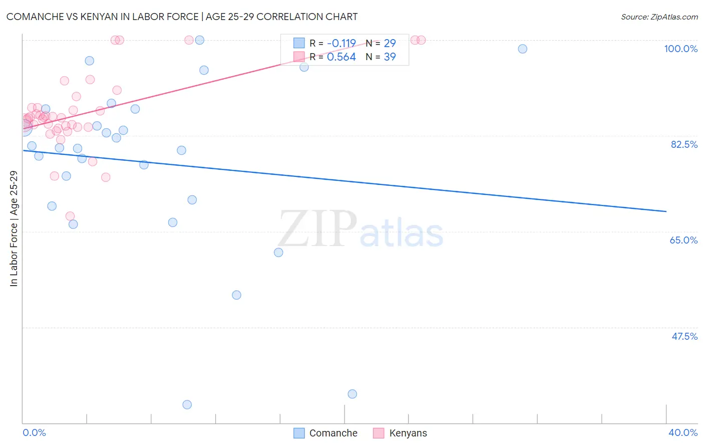 Comanche vs Kenyan In Labor Force | Age 25-29