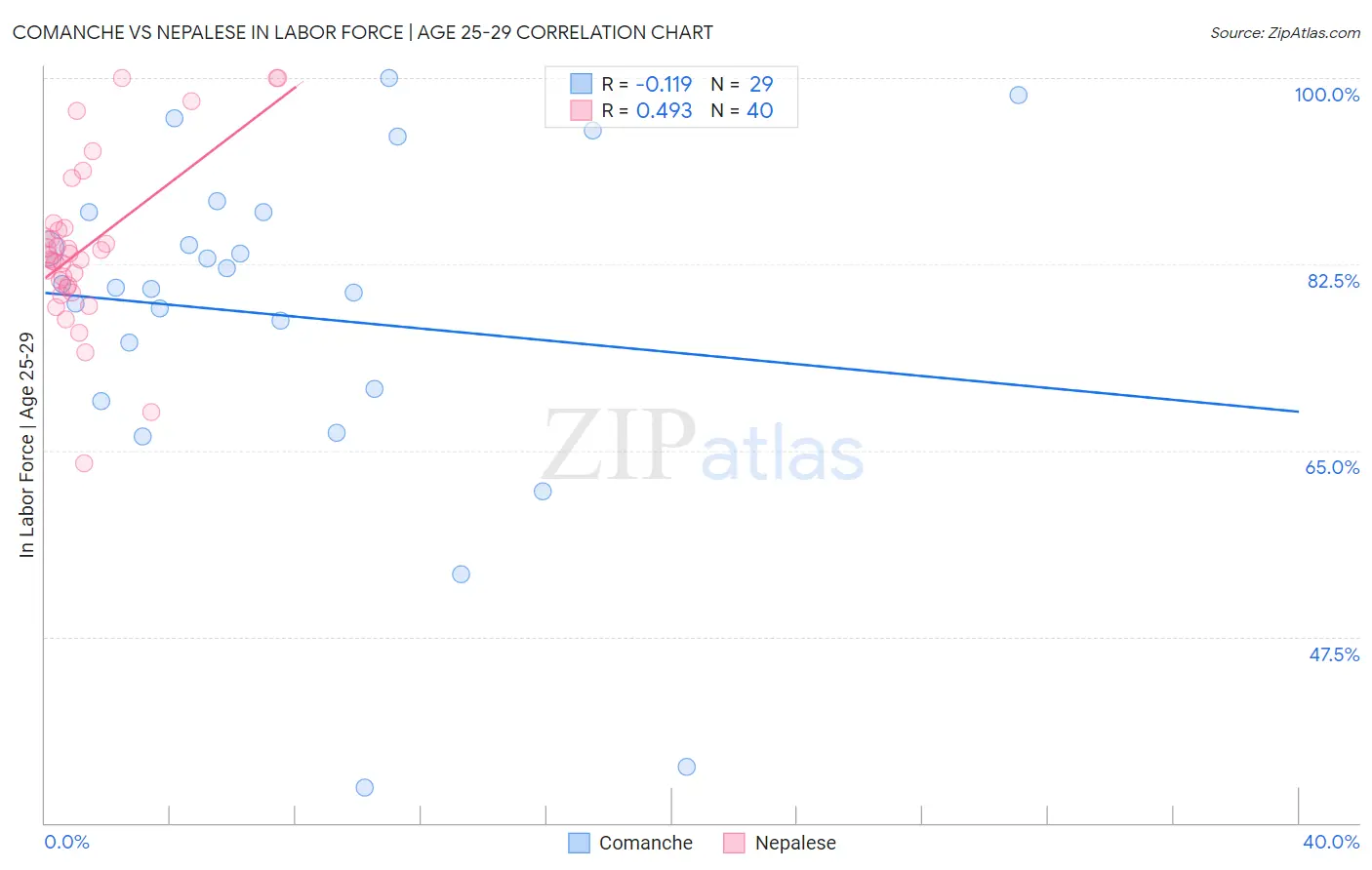 Comanche vs Nepalese In Labor Force | Age 25-29