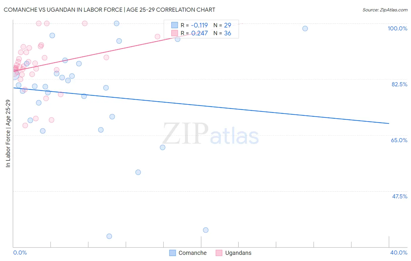 Comanche vs Ugandan In Labor Force | Age 25-29