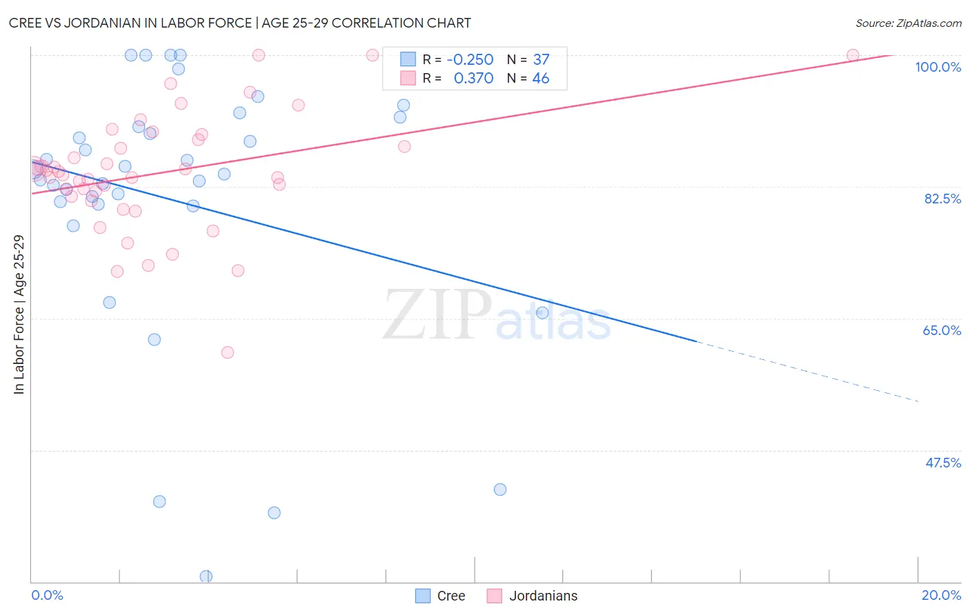 Cree vs Jordanian In Labor Force | Age 25-29