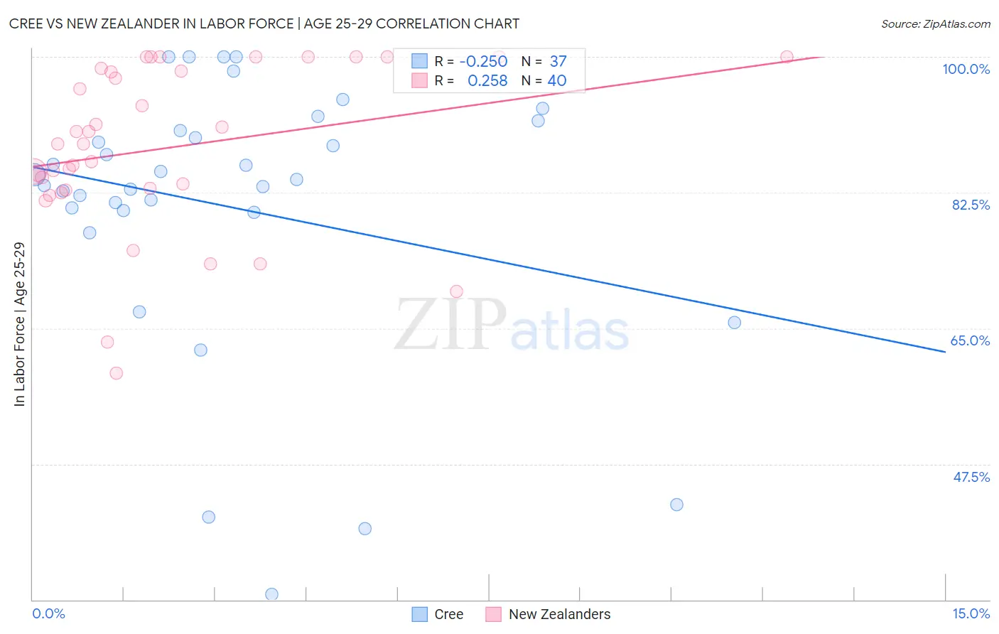 Cree vs New Zealander In Labor Force | Age 25-29