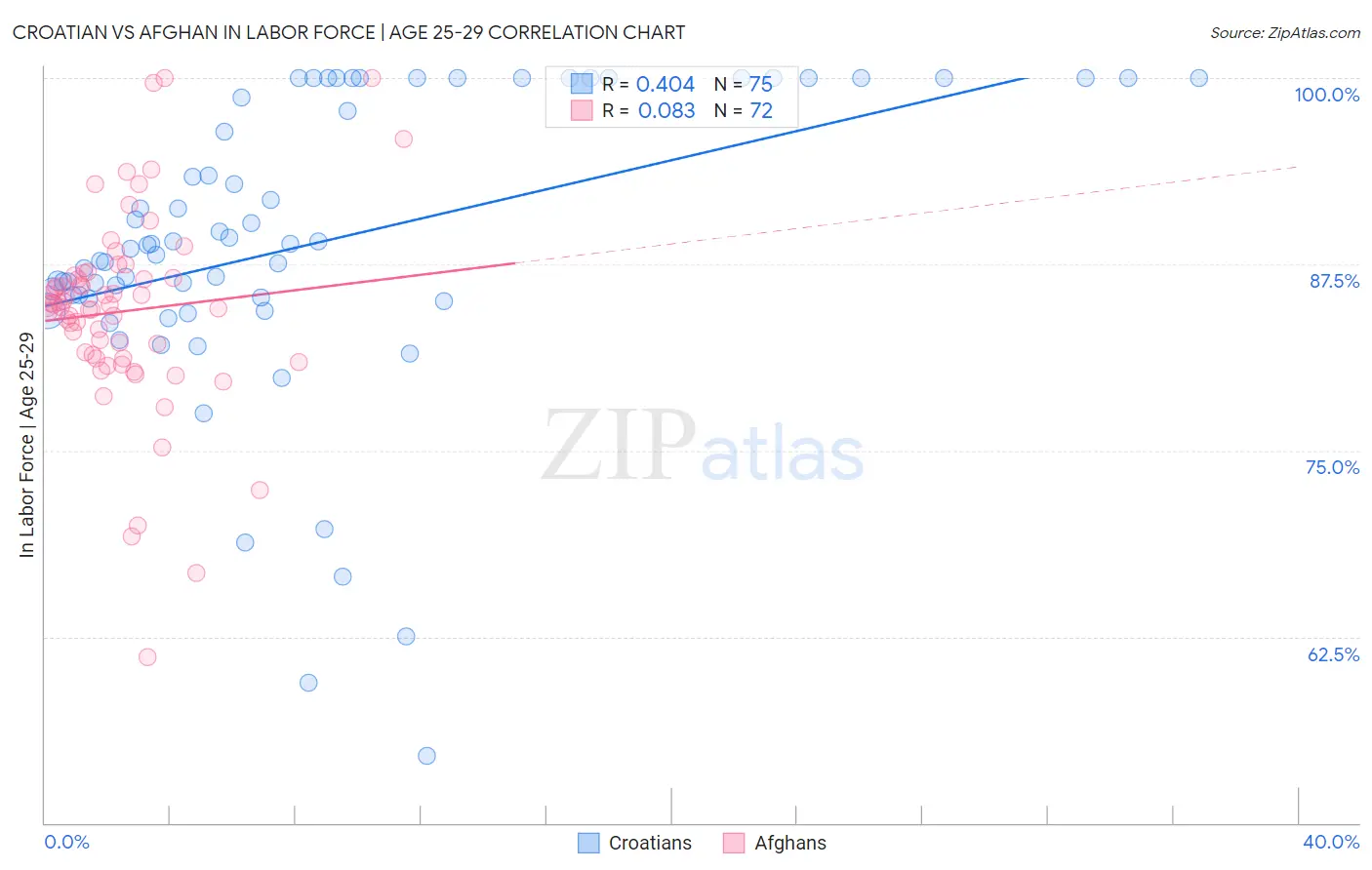 Croatian vs Afghan In Labor Force | Age 25-29