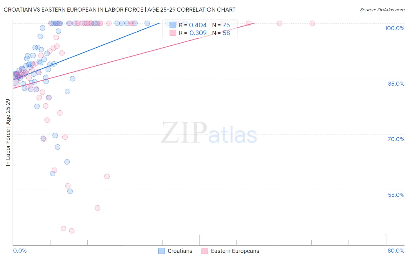 Croatian vs Eastern European In Labor Force | Age 25-29