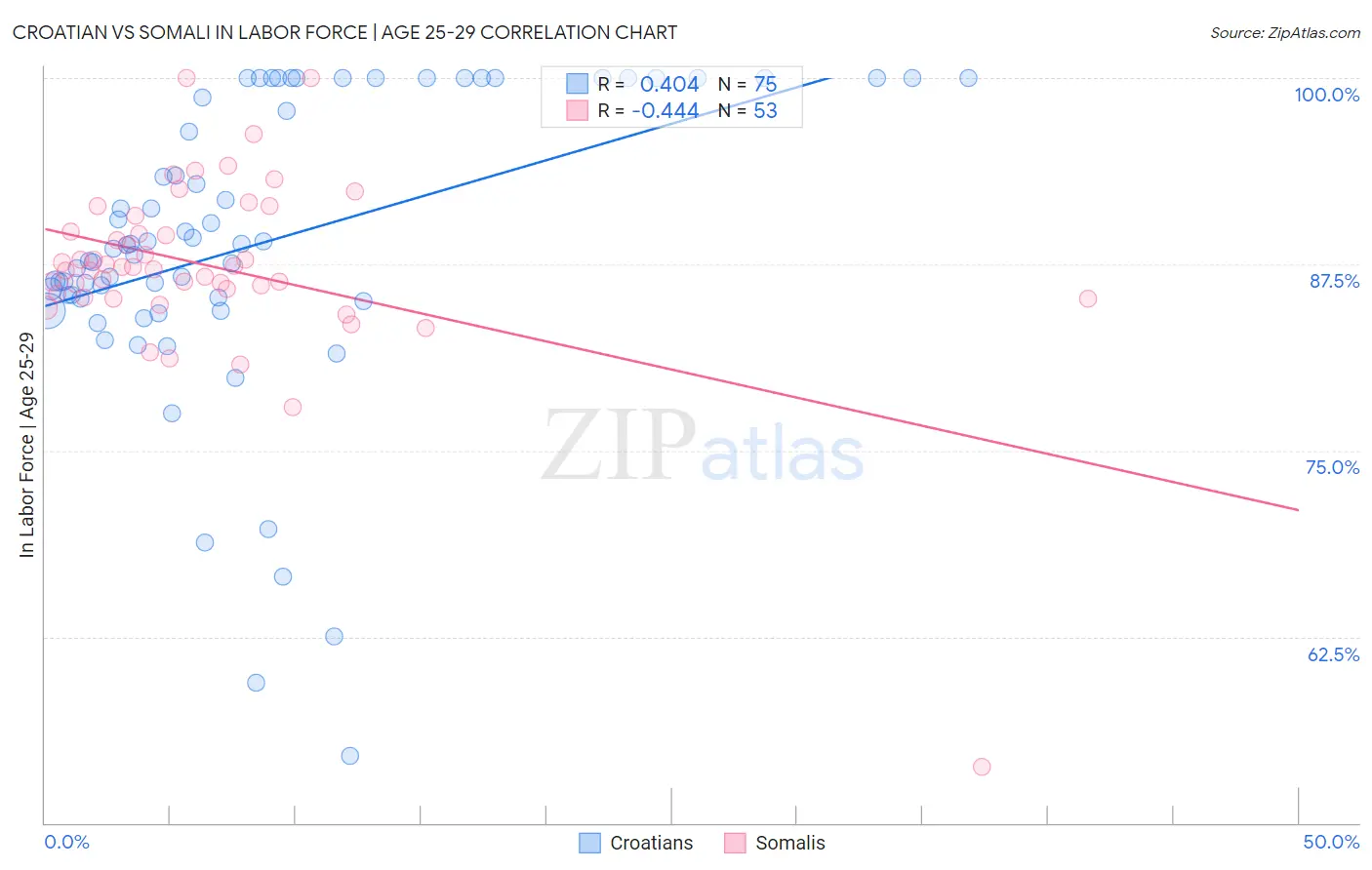 Croatian vs Somali In Labor Force | Age 25-29