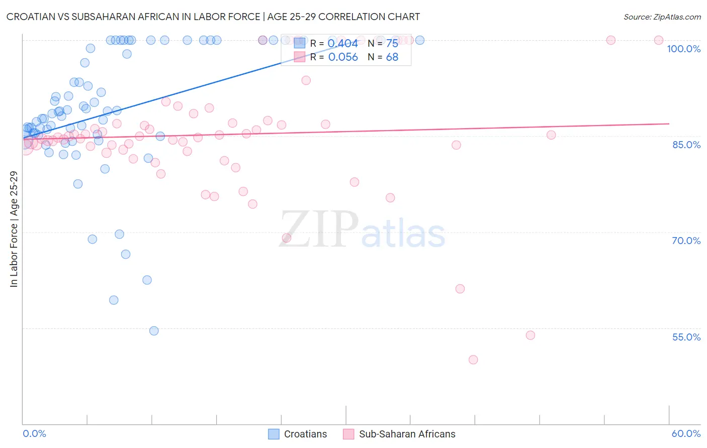 Croatian vs Subsaharan African In Labor Force | Age 25-29