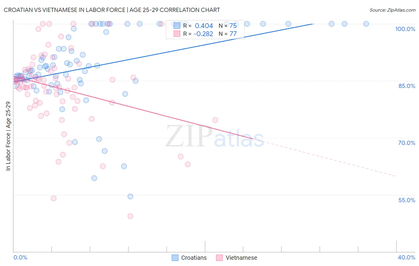 Croatian vs Vietnamese In Labor Force | Age 25-29