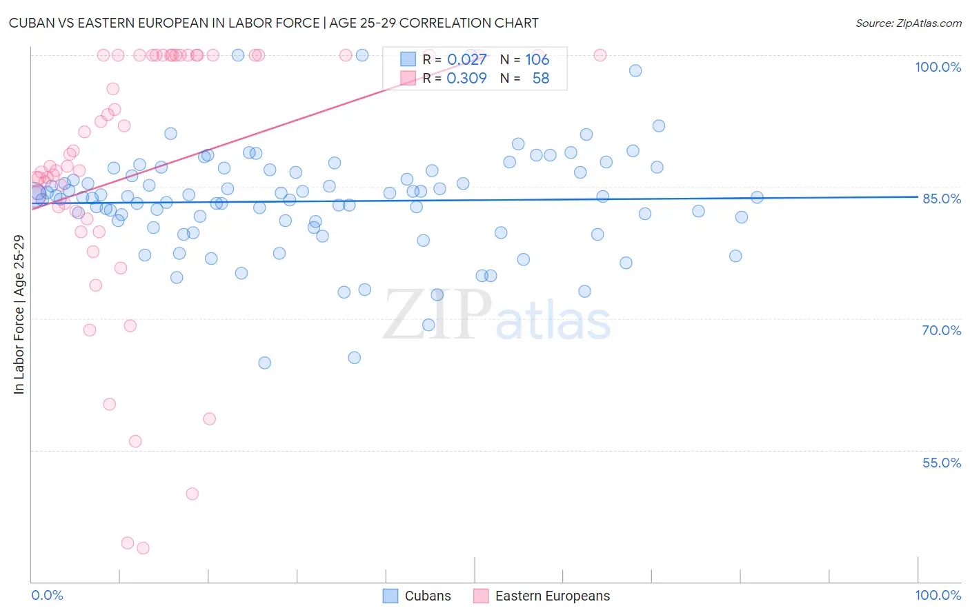 Cuban vs Eastern European In Labor Force | Age 25-29