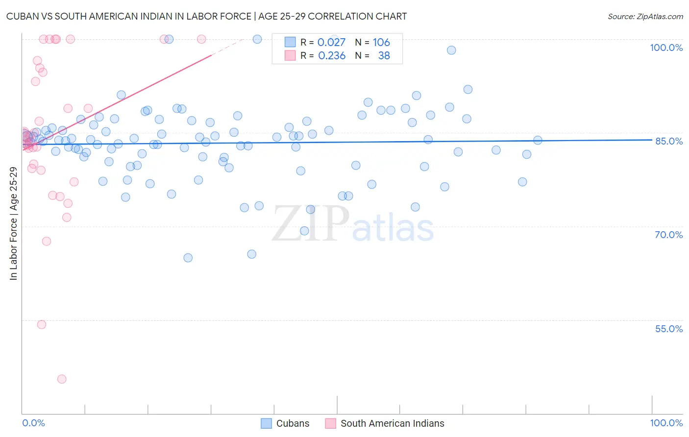 Cuban vs South American Indian In Labor Force | Age 25-29