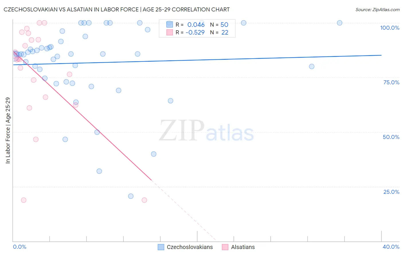 Czechoslovakian vs Alsatian In Labor Force | Age 25-29