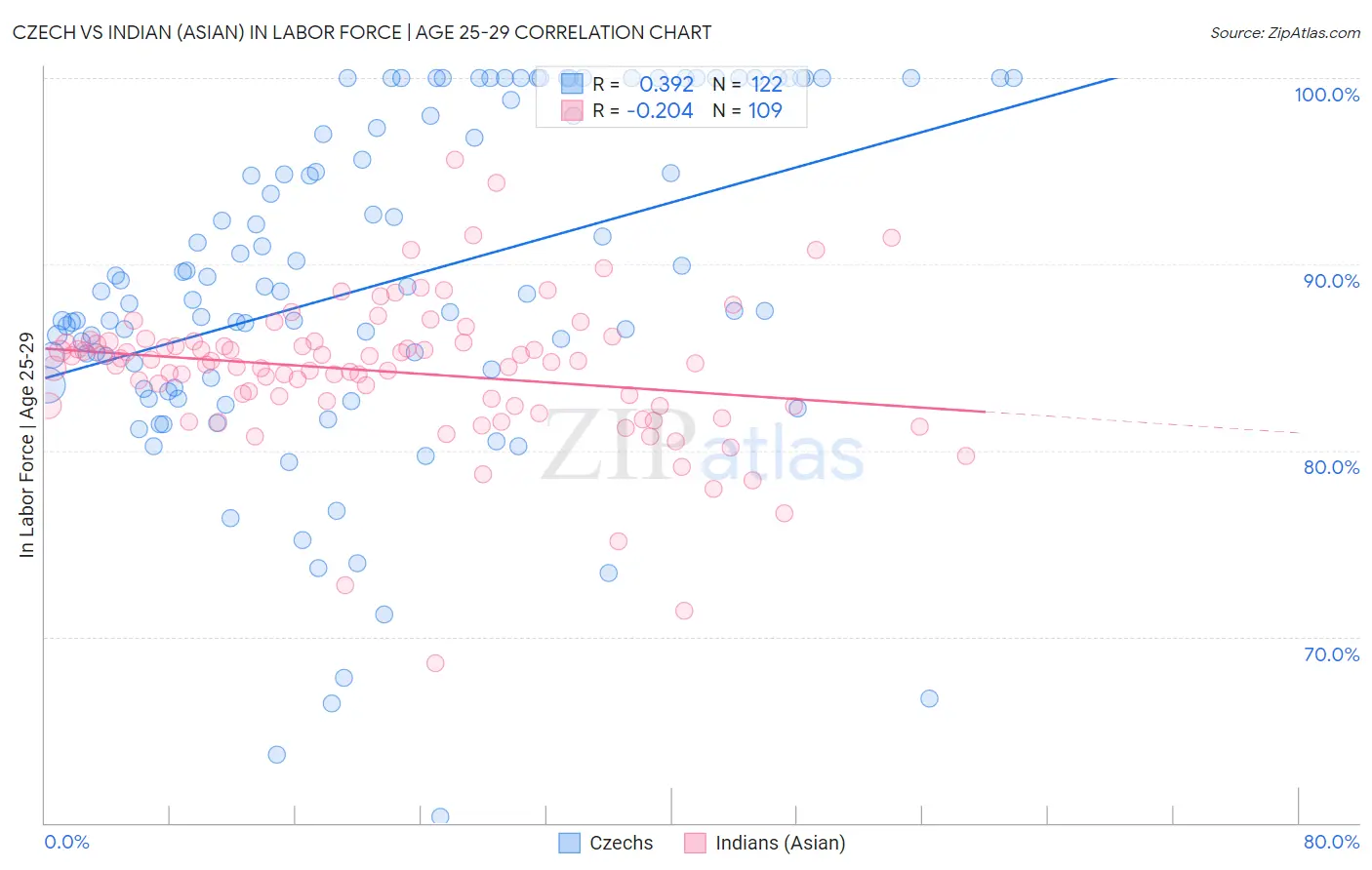 Czech vs Indian (Asian) In Labor Force | Age 25-29