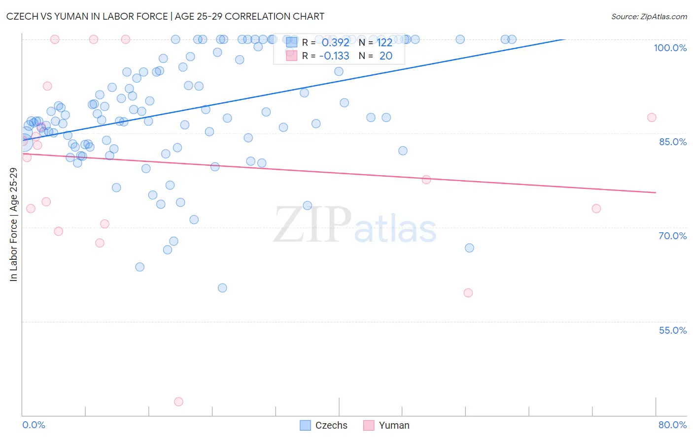 Czech vs Yuman In Labor Force | Age 25-29