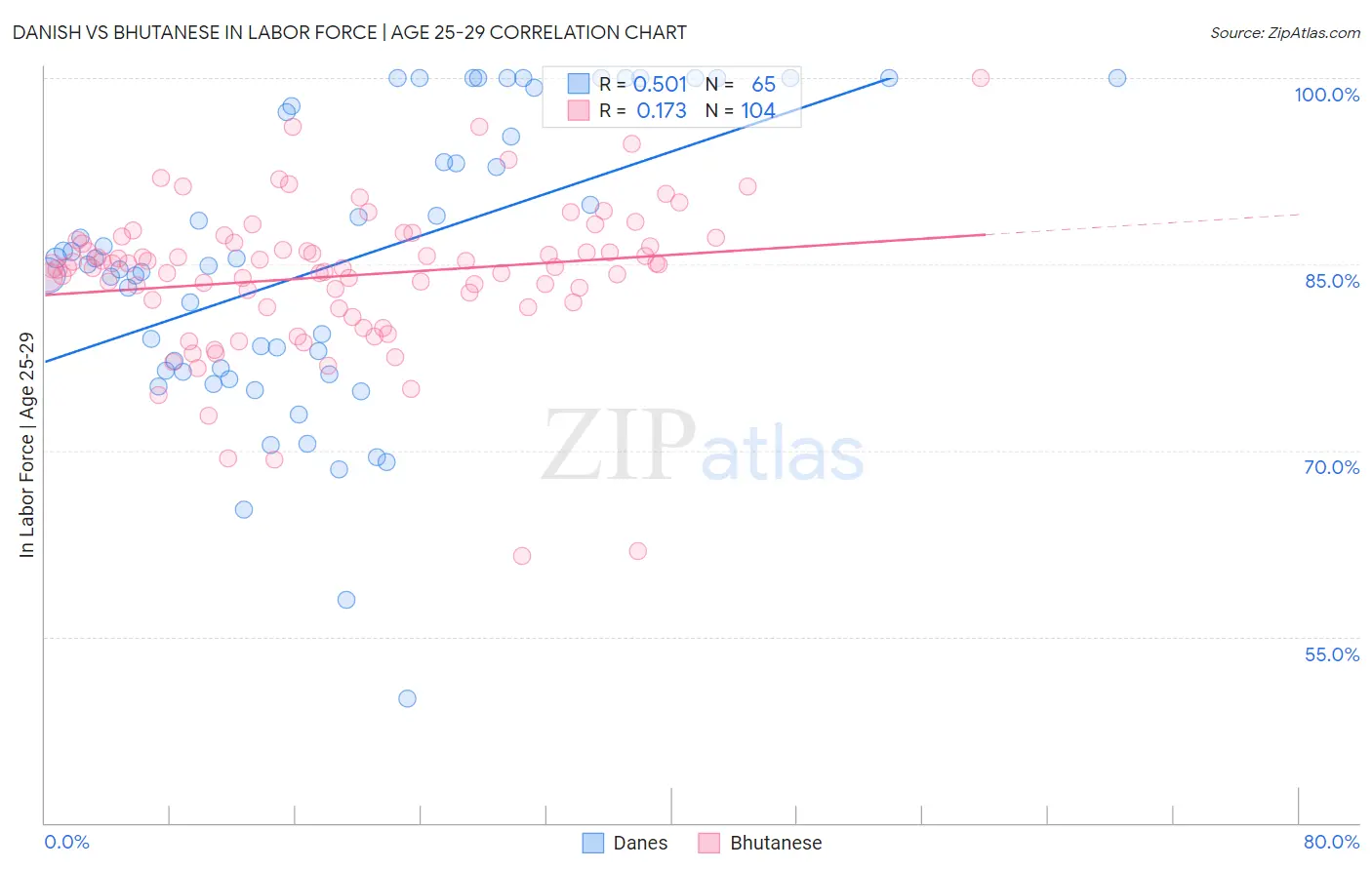 Danish vs Bhutanese In Labor Force | Age 25-29