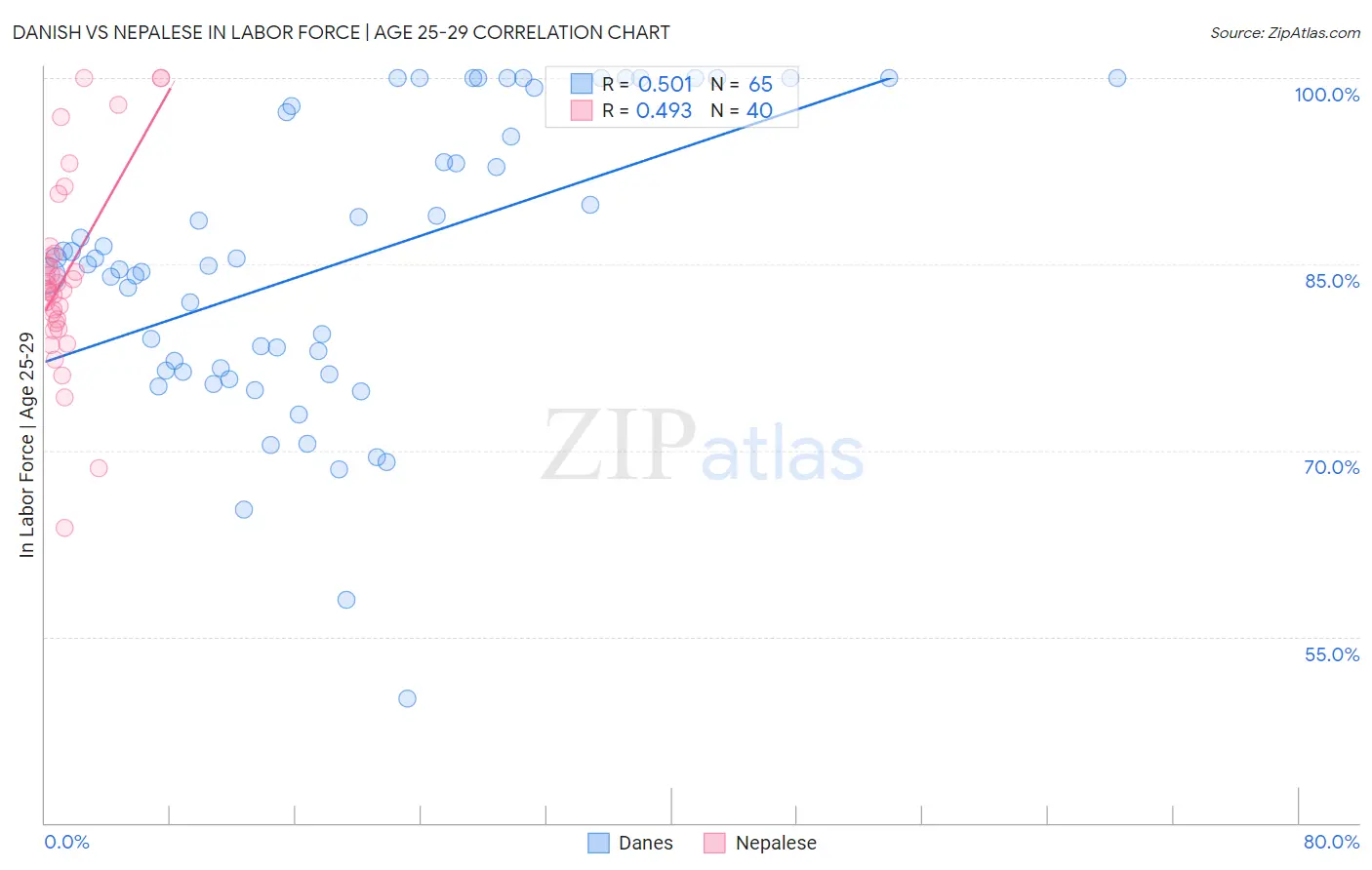 Danish vs Nepalese In Labor Force | Age 25-29