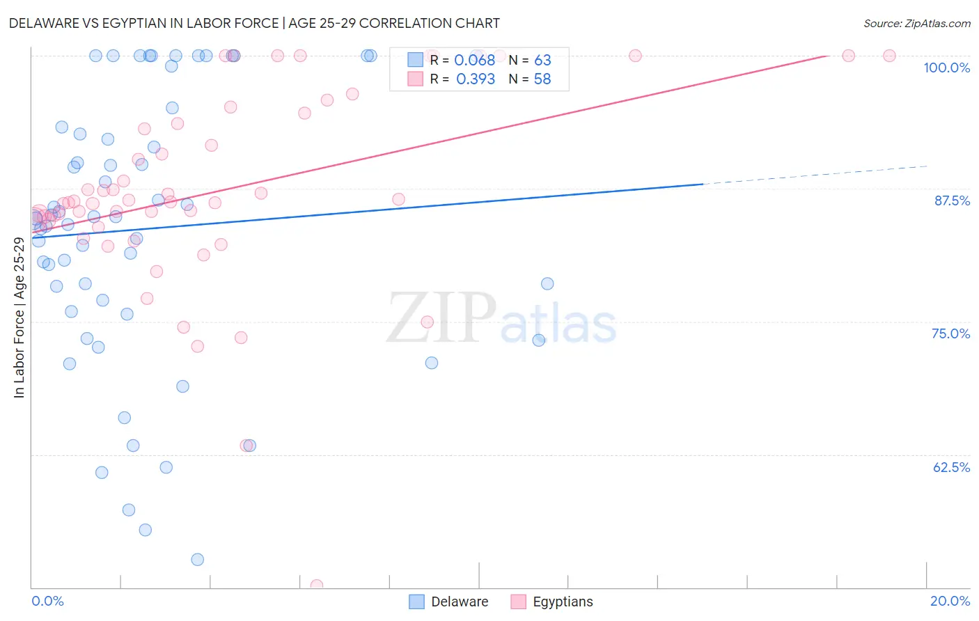 Delaware vs Egyptian In Labor Force | Age 25-29