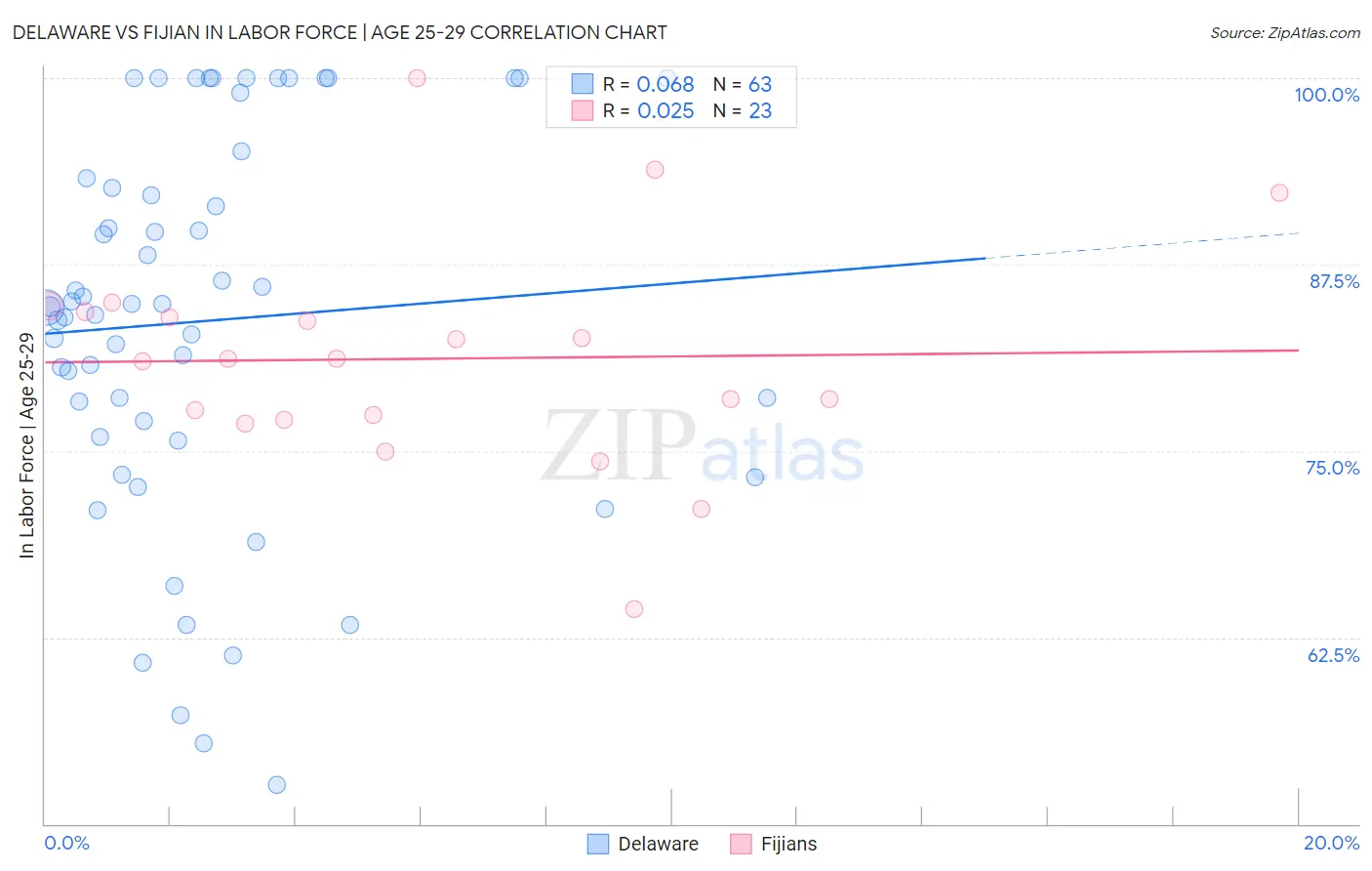 Delaware vs Fijian In Labor Force | Age 25-29