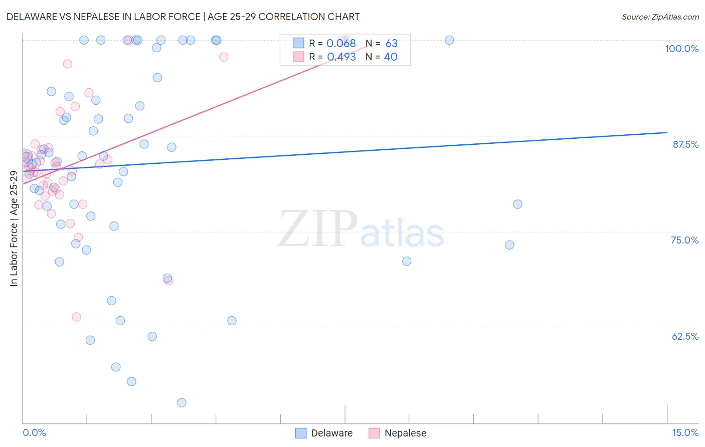 Delaware vs Nepalese In Labor Force | Age 25-29
